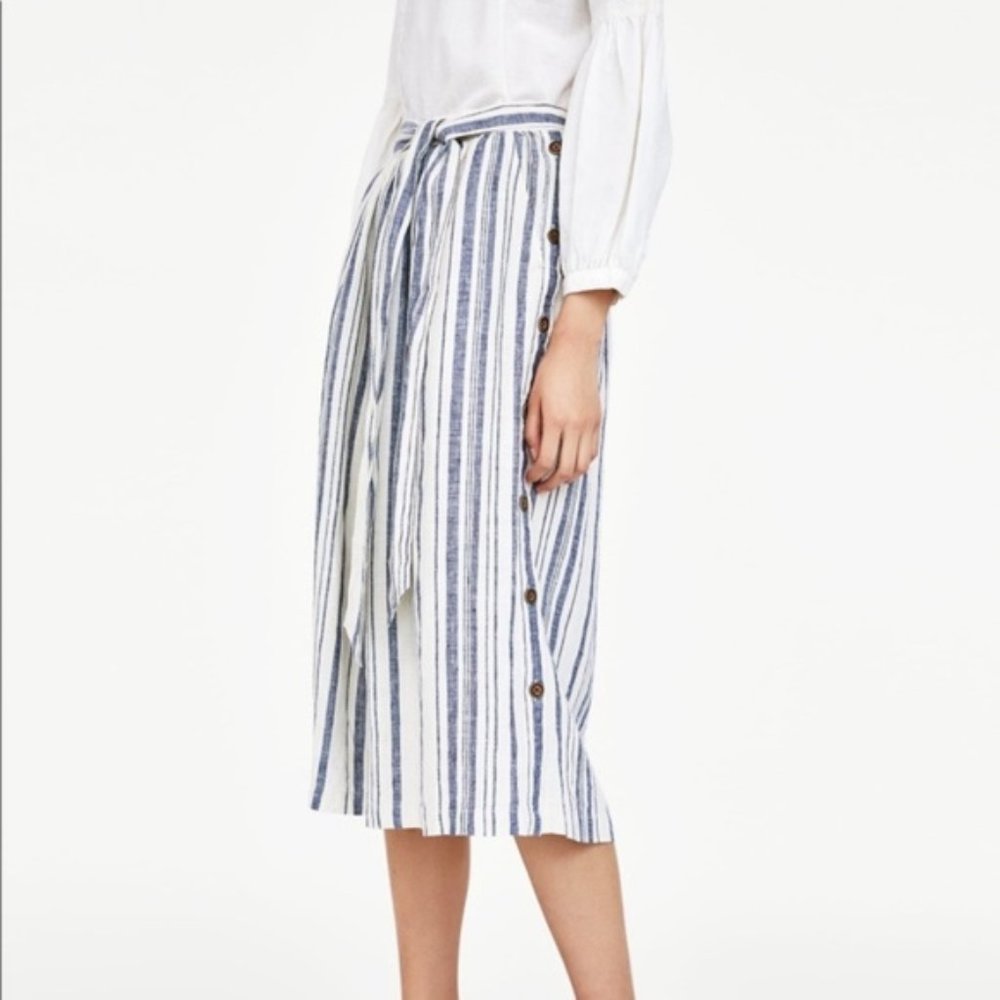 Zara Striped Linen Skirt